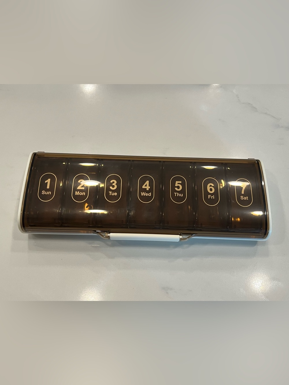Weekly 7-Day Pill Organizer Box - Brown